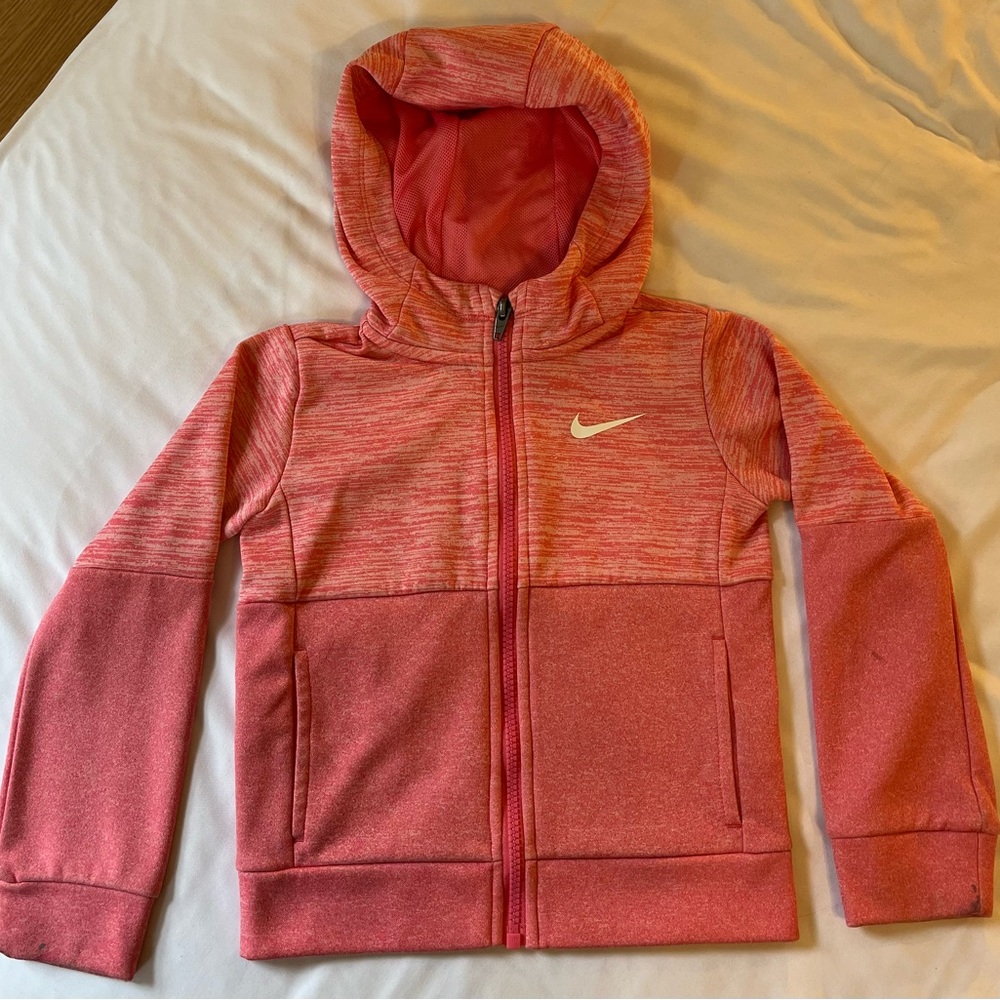 Nike Pink Sweatshirt Hoodie with Textured Pattern